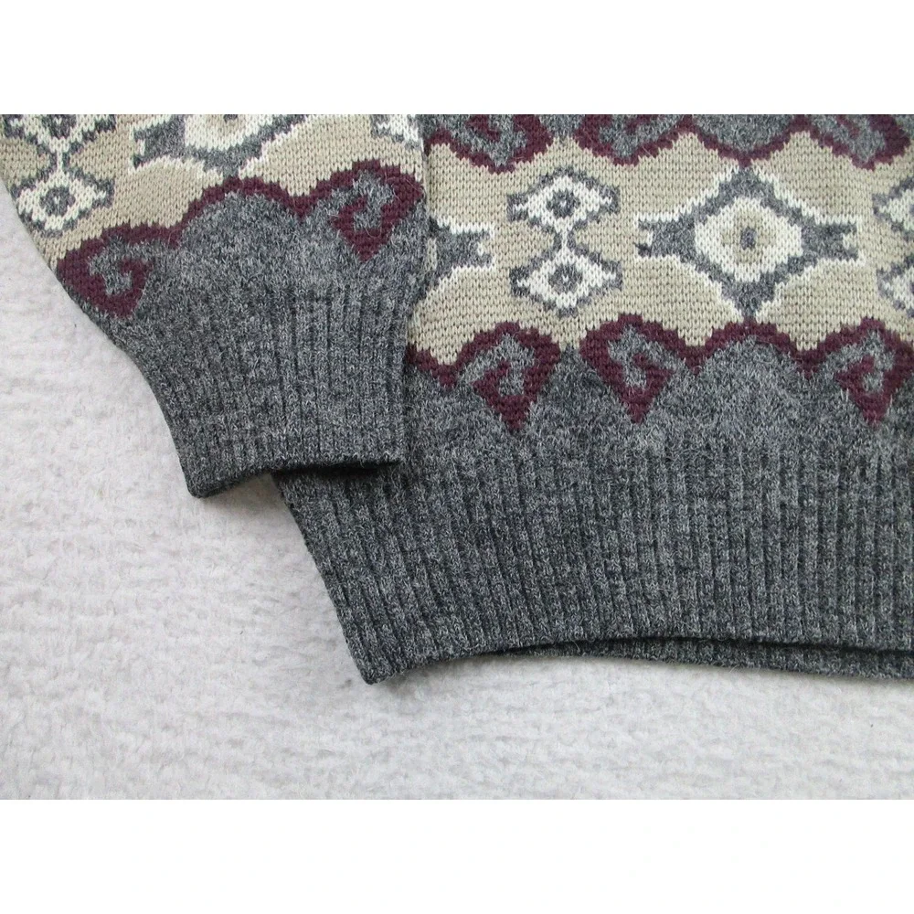 Tosani Sweater‎ Mens Large Gray Cream Wool Alpaca Blend Crewneck Knit Pullover